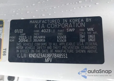 2023 Kia Soul Lx из США, поврежденный, VIN KNDJ23AU8P7848551